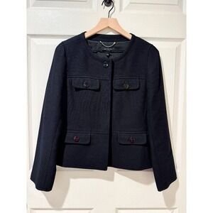 Talbots 100% Cotton Ribbed Twill Short Jacket 4 Minimal Capsule Old Money Classy